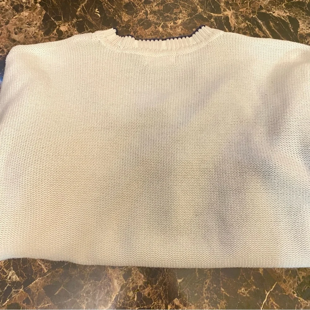 Eddie Bauer Vintage Preppy School girl cotton chunky Knit Vneck white sweater - Picture 7 of 8